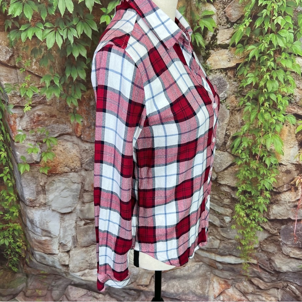 RAILS Classic Plaid Button Front Flannel Shirt in Red, White, and Blue, XS - Picture 6 of 14